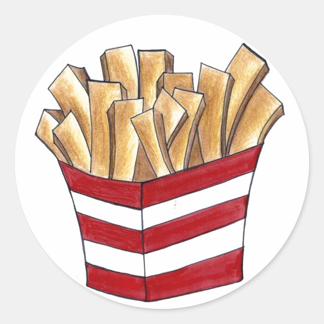 French Fry Fast Food Fries Feinschmecker Kartoffel Runder Aufkleber (Vorderseite)