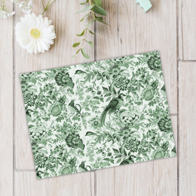 French Garden Toile de Jouy Green Seidenpapier (Von Creator hochgeladen)