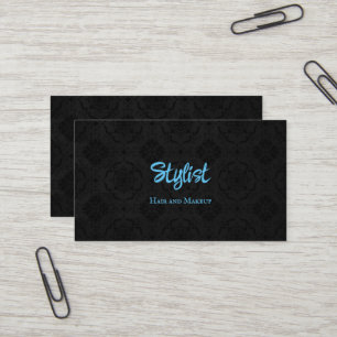 French Gothic Damask Stylist Black and Blue Visitenkarte
