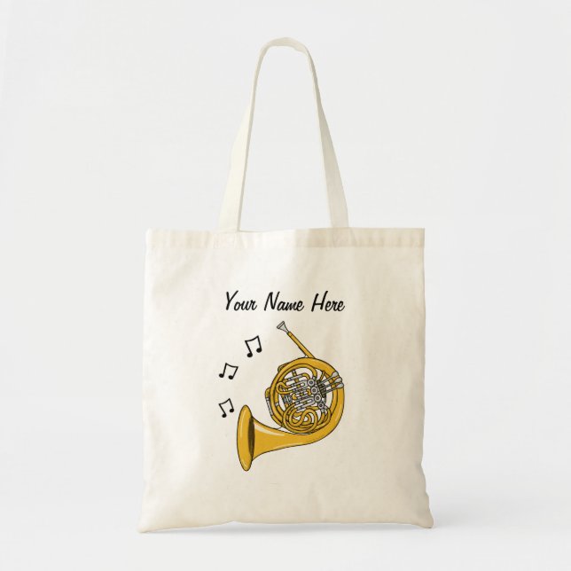 French Horn Custom Tote Bag Brass Musician Geschen Tragetasche (Vorne)