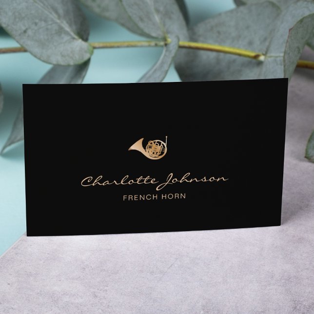 French Horn Gold&Black Beruflich Musician Visitenkarte (Von Creator hochgeladen)