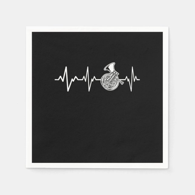 French Horn Heartbeat Hornist Gift Idea Serviette (Vorderseite)