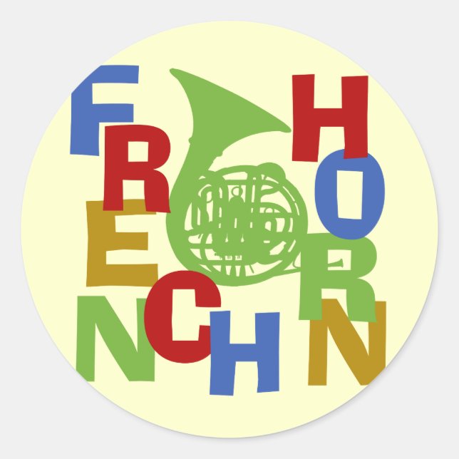 French Horn Scramble Runder Aufkleber (Vorderseite)