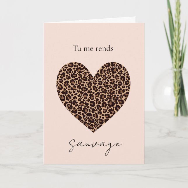 French I'm Wild for You Valentine's Day Card Karte (Vorderseite)