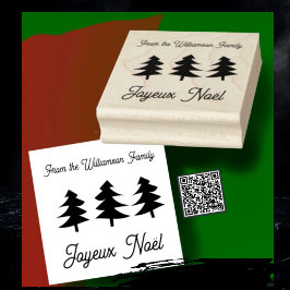 French Joyeux Noël Christmas Trees Rubber Briefmar Gummistempel