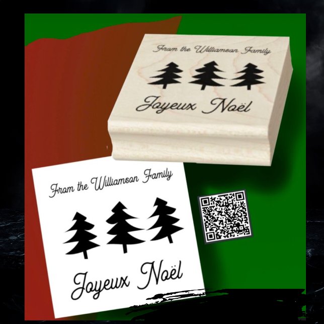 French Joyeux Noël Christmas Trees Rubber Briefmar Gummistempel (Von Creator hochgeladen)