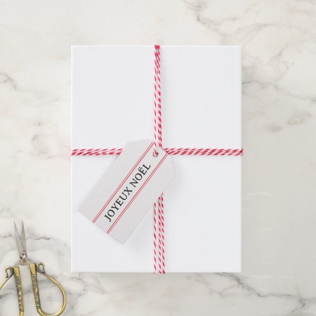 French Joyeux Noël Red Strip Weihnachten Geschenkanhänger (Mit Garn)