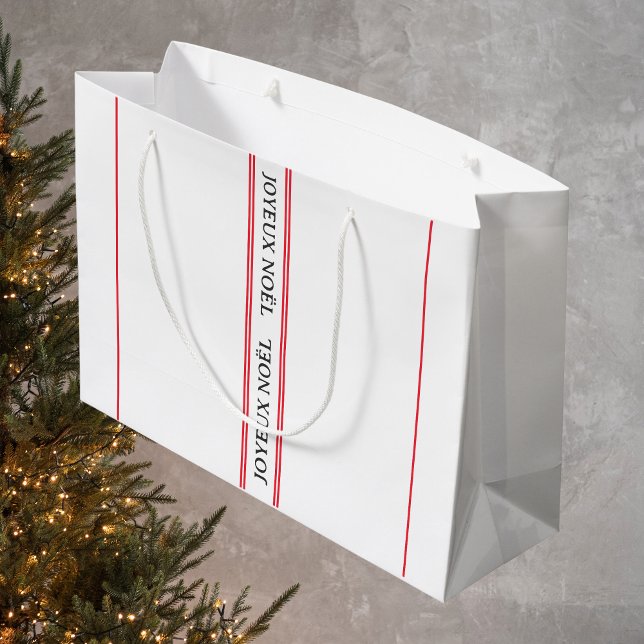 French Joyeux Noël Red Strip Weihnachten Große Geschenktüte (Von Creator hochgeladen)