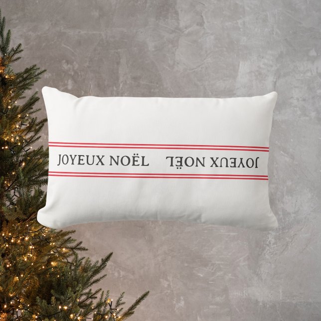 French Joyeux Noël Red Strip Weihnachten Lendenkissen (Von Creator hochgeladen)