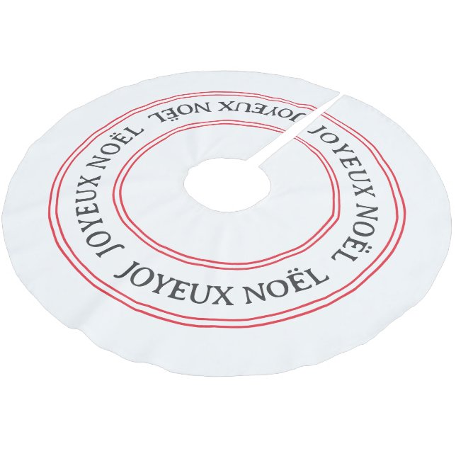 French Joyeux Noël Red Strip Weihnachten Polyester Weihnachtsbaumdecke (Schrägansicht)