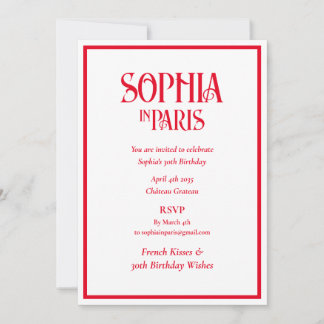French Kisses 30th Birthday Wishes Paris Birthday Einladung