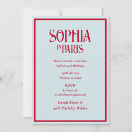 French Kisses 40th Birthday Wishes Paris Birthday Einladung