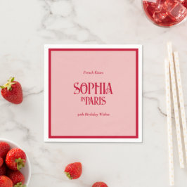 French Kisses & 50th Birthday Wishes Paris Party Serviette