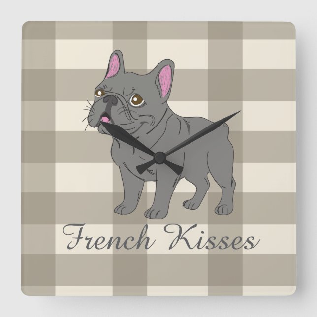 French Kisses Quadratische Wanduhr (Vorderseite)
