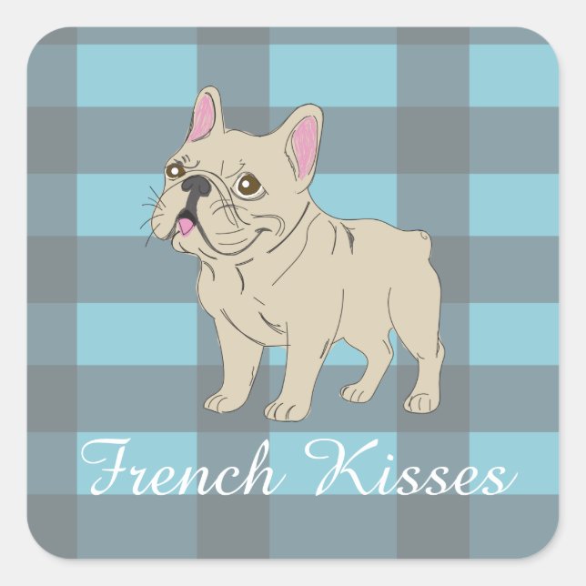 French Kisses Quadratischer Aufkleber (Vorderseite)