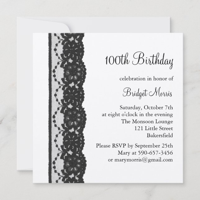 French Lace Anniversaire Invitation au champagne (Devant)
