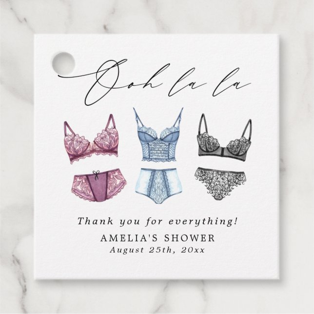 French Lace Lingerie Brautparty Geschenkanhänger (Vorderseite)