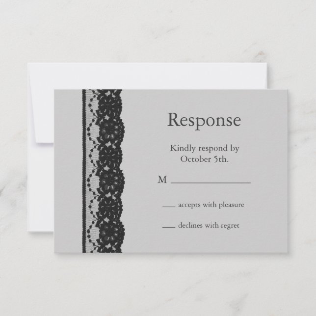 French Lace UAWG (grau) RSVP Karte (Vorderseite)