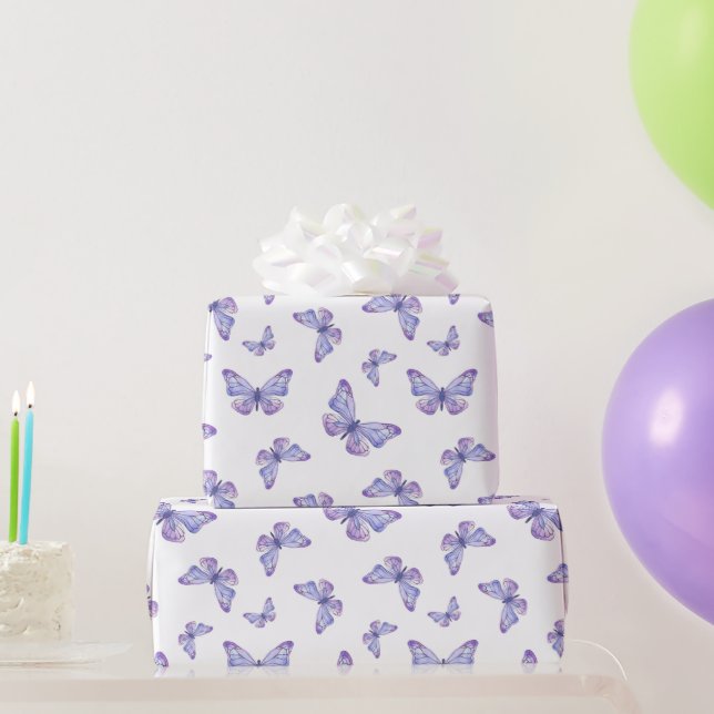 French Lavender Butterfly Pattern Geschenkpapier (Partygeschenke)
