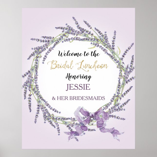 French Lavender Floral Wreath Gold Bridal Luncheon Poster (Vorne)