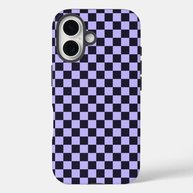 French lilac checkerboard pattern iPhone 16 hülle (Rückseite)