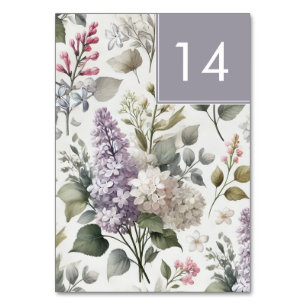 French Lilac Watercolor Floral Eleganter Frühling  Tischnummer