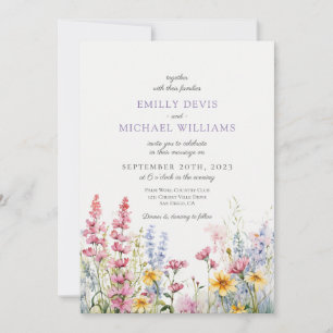 French Lilac Wildblume Wedding Einladung