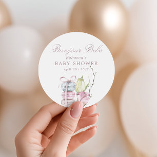French Macaron Bonjour Bebe Paris Baby Dusche Runder Aufkleber