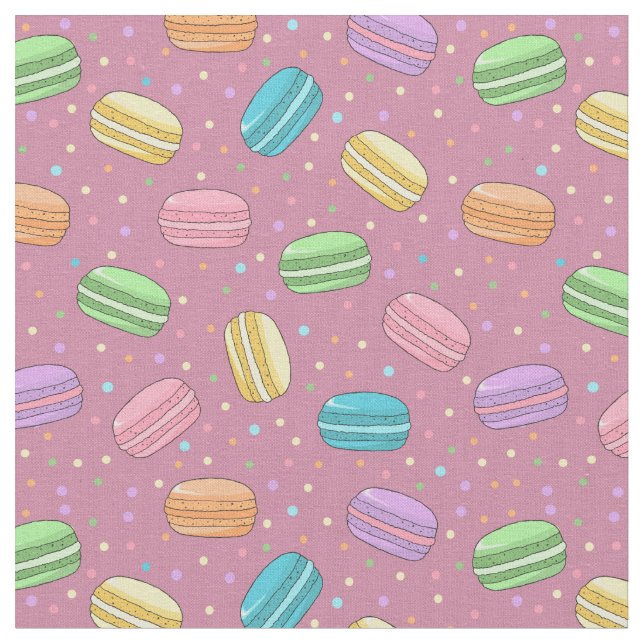French Macarons Dusty Pink Dessert Pattern Stoff (Nahaufnahme)