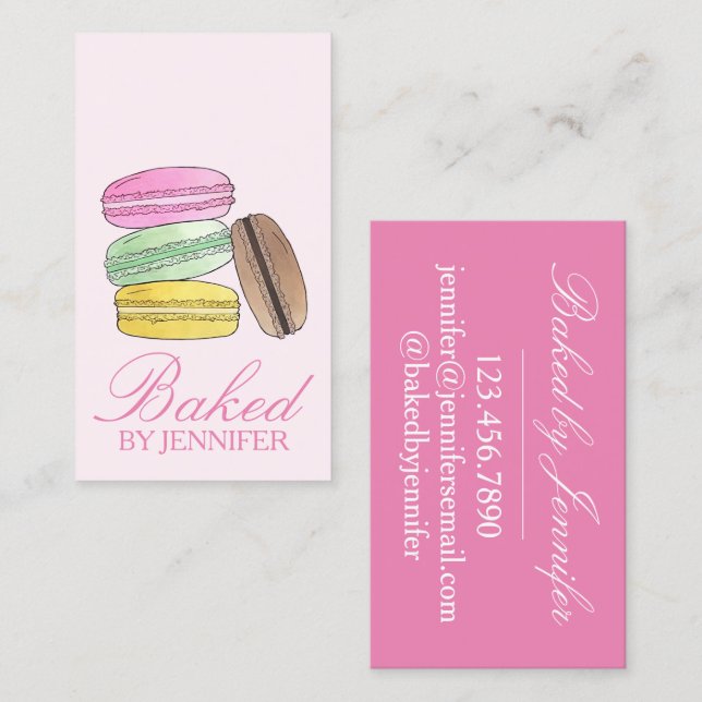 French Macarons Food Baking Koch Bäckerei Visitenkarte (Vorne/Hinten)