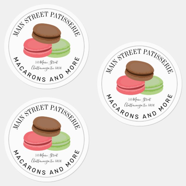French Macarons Food Business Restaurant Etiketten (Gruppe)