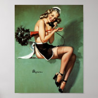 French Maid with Duster Pin Up