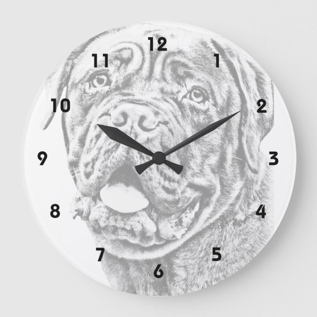 French Mastiff Große Wanduhr (Vorderseite)