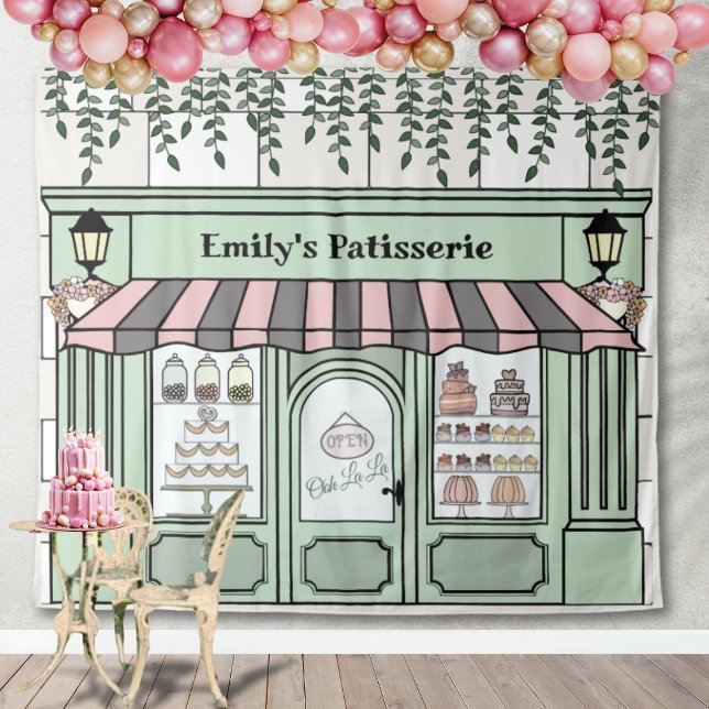French Paris Bakery Cafe Patisserie Backdrop Wandteppich (French Parisian Cafe backdrop)