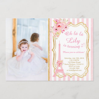 French Paris Invitation d'anniversaire pour filles