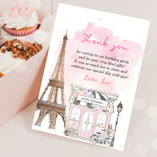 French Parisian Café Tea Birthday Danke Karte