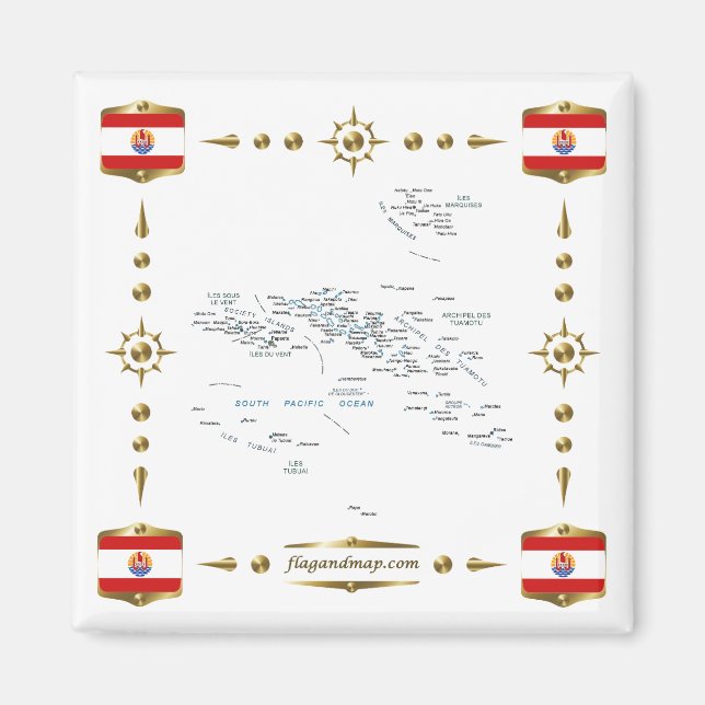 French Polynesia Map + Flags Magnet (Vorne)