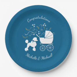 French Poodle Baby Shower Dog Pappteller