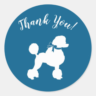 French Poodle Baby Shower Hund Welpe Blue Boy Runder Aufkleber