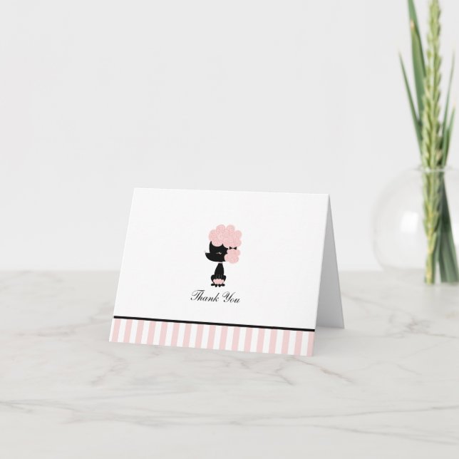 French Poodle Custom geklappt Danke Karten (Vorderseite)