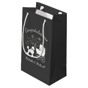 French Poodle Dog Baby Shower Puppy Grau Kleine Geschenktüte