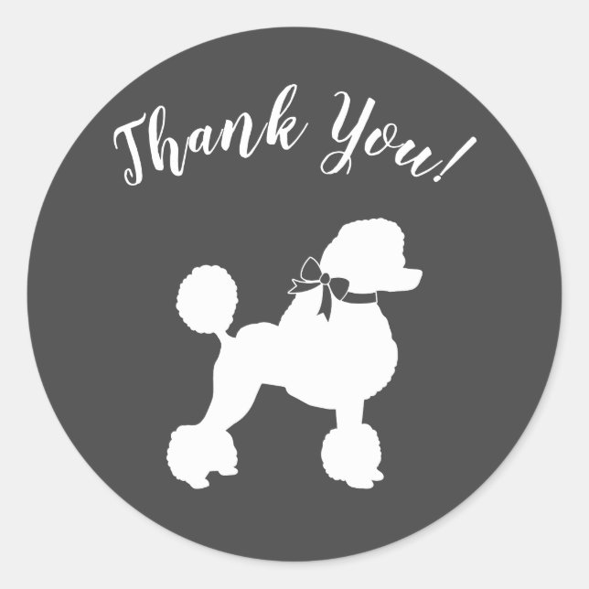 French Poodle Dog Baby Shower Puppy Grau Runder Aufkleber (Vorderseite)