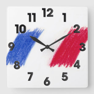 French Quadratische Wanduhr