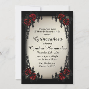 French Quarter Goth Antique Gold Quinceañera Einladung