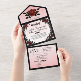 French Quarter Goth Rose Hochzeitseinladung All In One Einladung