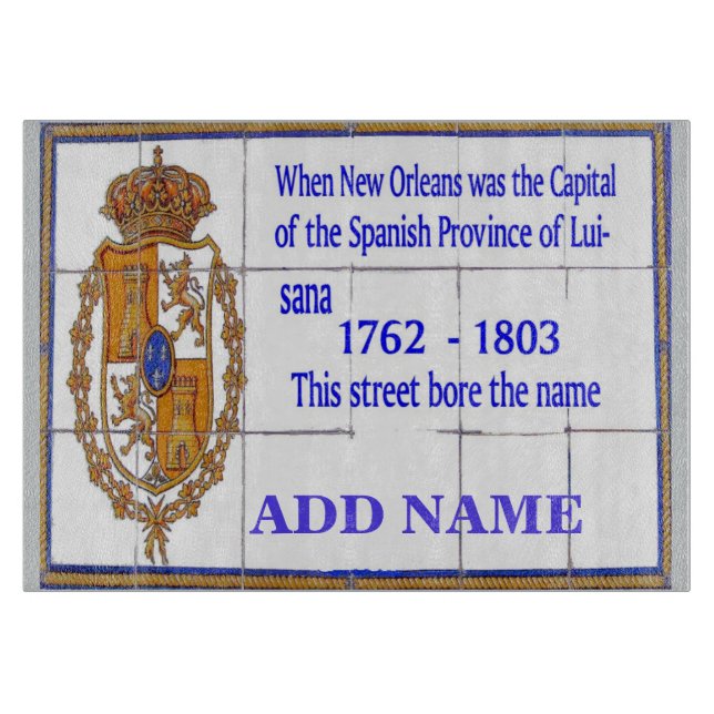 French Quarter Street Tile Mural, Name hinzufügen Schneidebrett (Vorderseite)