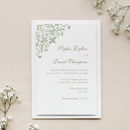 French Regency Green Lilie Pattern Einladung