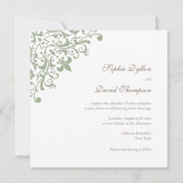 French Regency Green Lilie Pattern Square Einladung