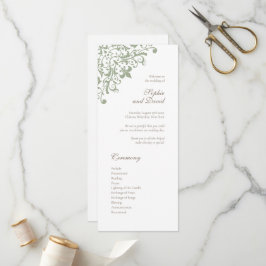 French Regency Green Lilie Pattern Wedding Programm