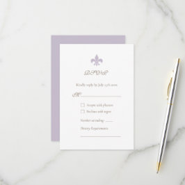 French Regency Lila Lilie Design Wedding RSVP Karte